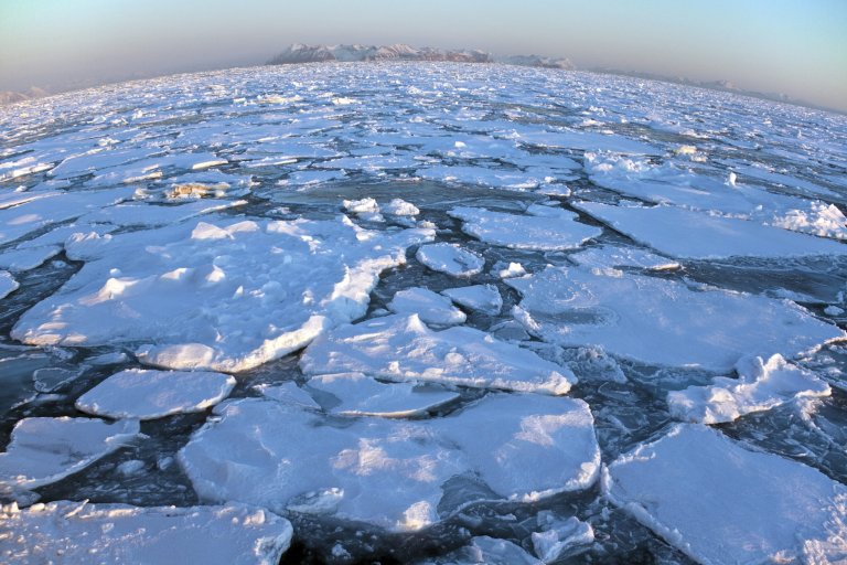 broken ice over the ocean