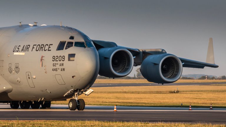 Close up of C-17 cargo plane