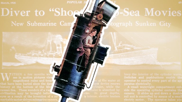 a man in a diving tube on text