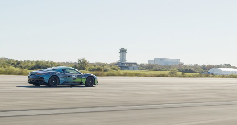 a sports car on a runway