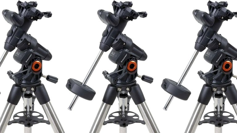 Header image of a black telescope mount repeated three times